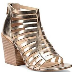 Isola Metallic Strappy Block Heels